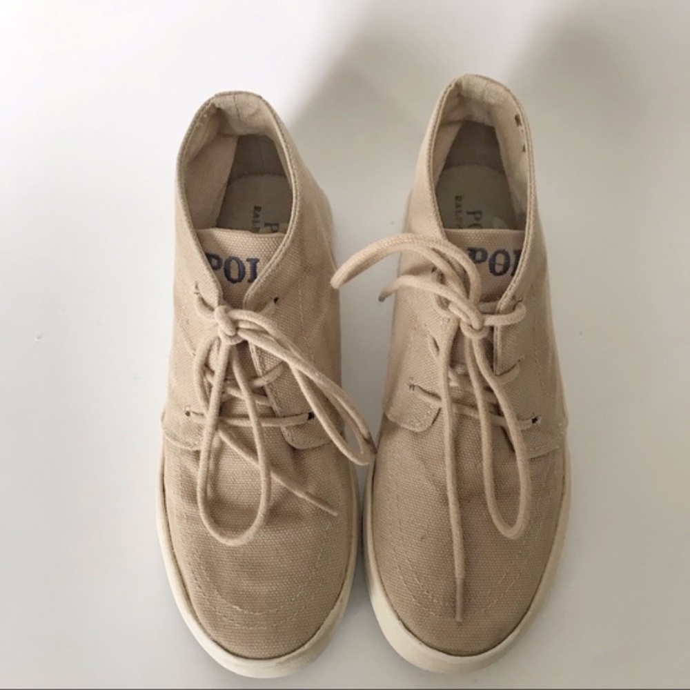 Polo Ralph Lauren Boys High Top Khaki Shoes sz 1